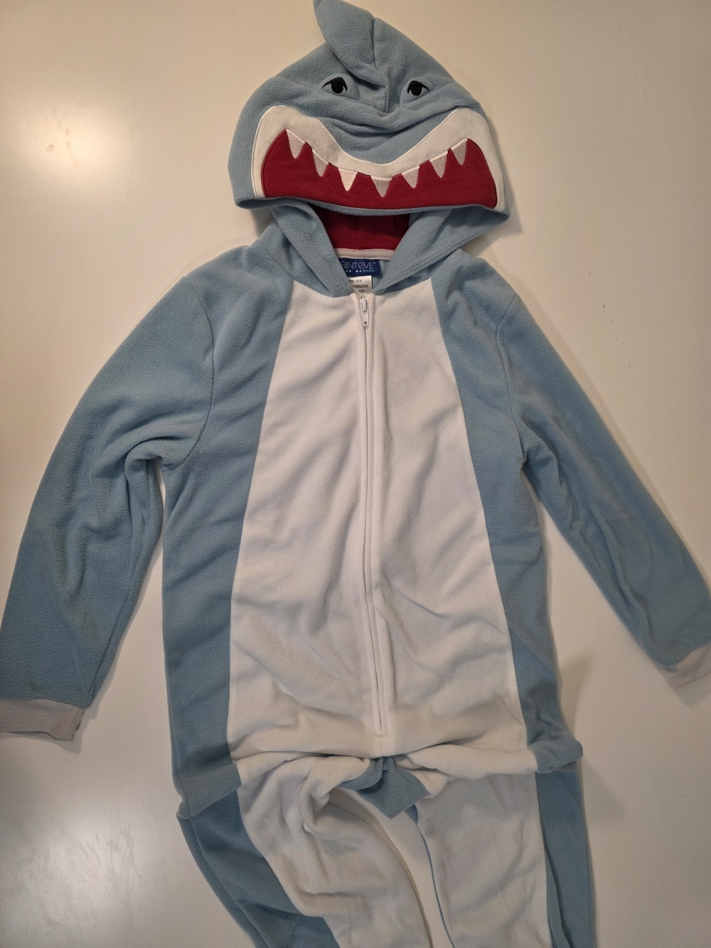 Shark Hooded Kids Jumpsuit/ Pijama - Light Blue & White